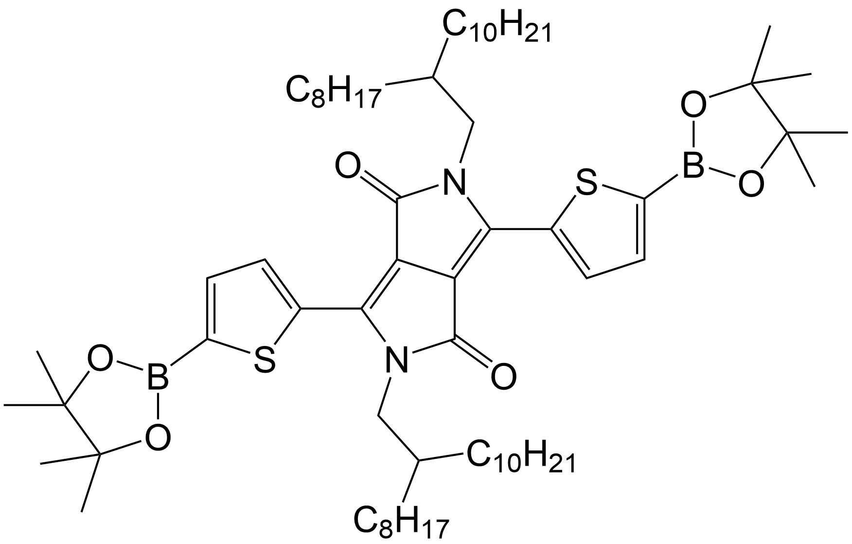 2,5-二(2-辛基十二烷基)-3,6-二(5-硼酸频哪醇酯噻吩基)-吡咯并吡咯二酮/1351986-34-9